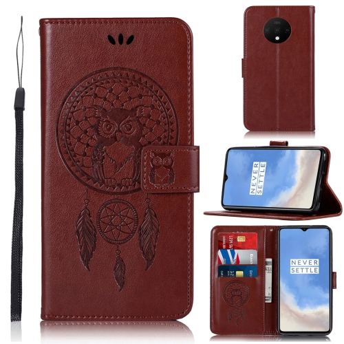 

For OnePlus 7T Wind Chime Owl Embossing Pattern Horizontal Flip Leather Case with Holder & Card Slots & Wallet(Brown)