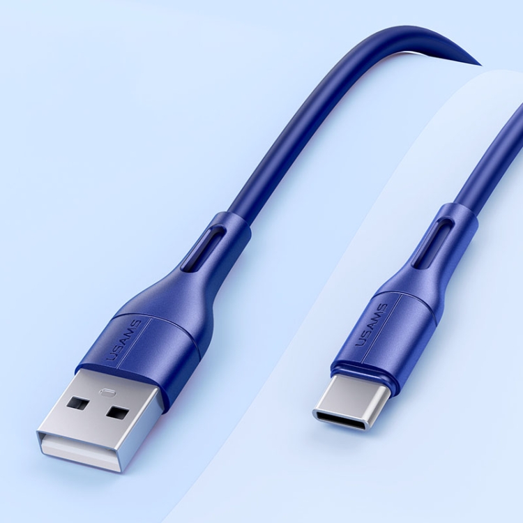 

USAMS US-SJ501 U68 2A USB to USB-C / Type-C PVC Charging Transmission Data Cable, Cable Length: 1m(Blue)
