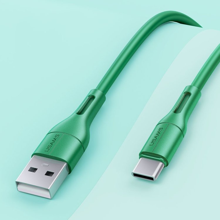 

USAMS US-SJ501 U68 2A USB to USB-C / Type-C PVC Charging Transmission Data Cable, Cable Length: 1m(Green)