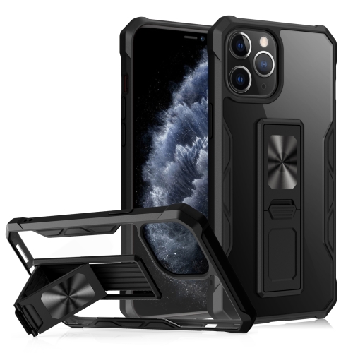 

Clear Acrylic + Shockproof TPU Magnetic Protective Case with Invisible Holder For iPhone 11 Pro Max(Black)