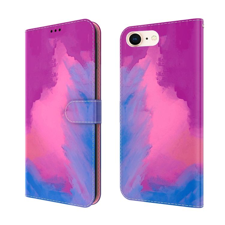 

Watercolor Pattern Horizontal Flip Leather Case with Holder & Card Slot & Wallet For iPhone SE 2020 & 8 & 7(Purple Red)