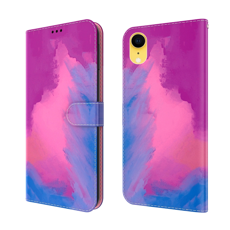 

Watercolor Pattern Horizontal Flip Leather Case with Holder & Card Slot & Wallet For iPhone XR(Purple Red)