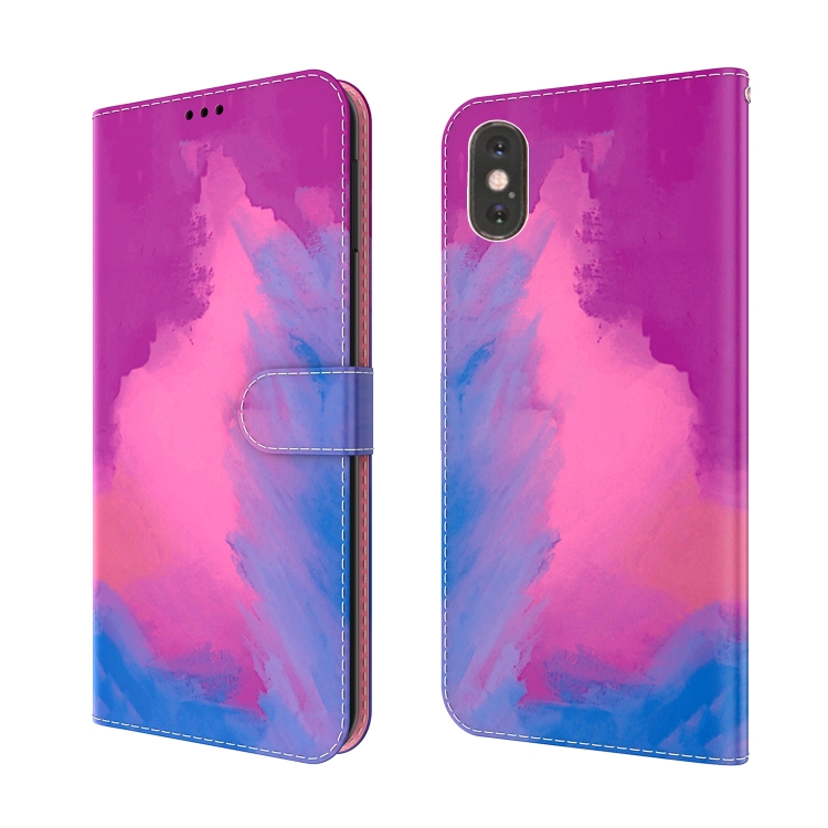 

Watercolor Pattern Horizontal Flip Leather Case with Holder & Card Slot & Wallet For iPhone XS Max(Purple Red)