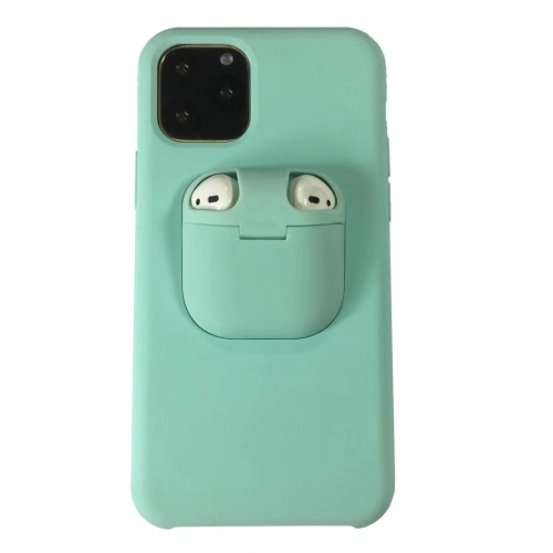 

For iPhone 11 Liquid Silicone Shockproof Protective Case with Apple AirPods Case(Aqua Blue)