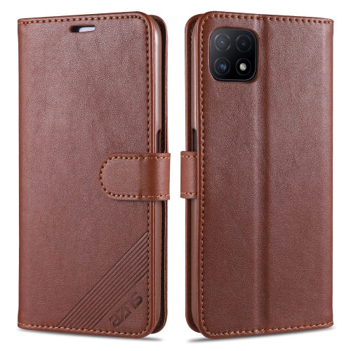 

For OPPO A73 5G AZNS Sheepskin Texture Horizontal Flip Leather Case with Holder & Card Slots & Wallet(Brown)