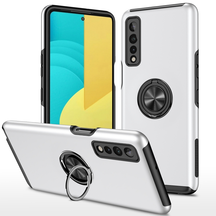 

For LG Stylo 7 5G PC + TPU Shockproof Magnetic Protective Case with Invisible Ring Holder(Silver)