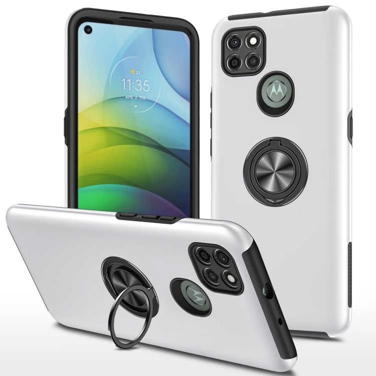 

For Motorola Moto G9 Power PC + TPU Shockproof Magnetic Protective Case with Invisible Ring Holder(Silver)