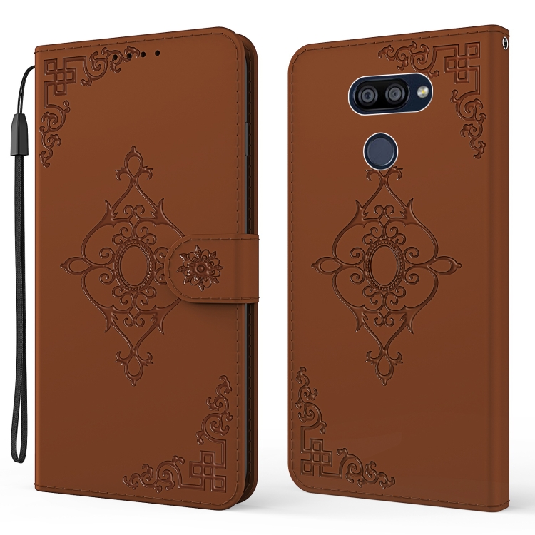 

For LG K40S Embossed Fortune Flower Pattern Horizontal Flip Leather Case with Holder & Card Slot & Wallet & Lanyard(Brown)