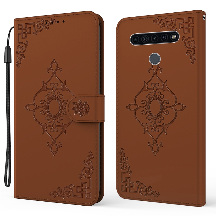 

For LG K41S / K51S Embossed Fortune Flower Pattern Horizontal Flip Leather Case with Holder & Card Slot & Wallet & Lanyard(Brown)