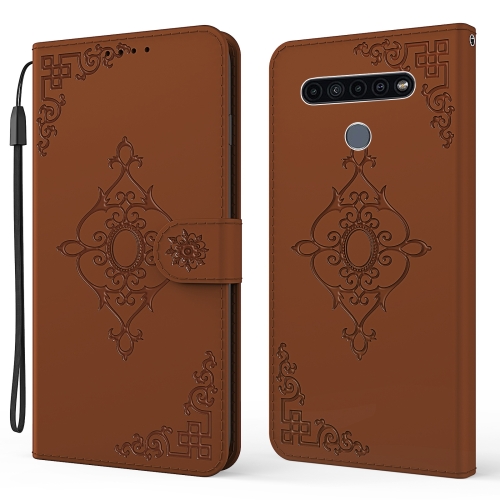 

For LG K61 Embossed Fortune Flower Pattern Horizontal Flip Leather Case with Holder & Card Slot & Wallet & Lanyard(Brown)