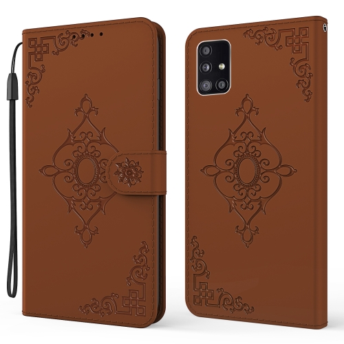 

For Samsung Galaxy M51 Embossed Fortune Flower Pattern Horizontal Flip Leather Case with Holder & Card Slot & Wallet & Lanyard(Brown)