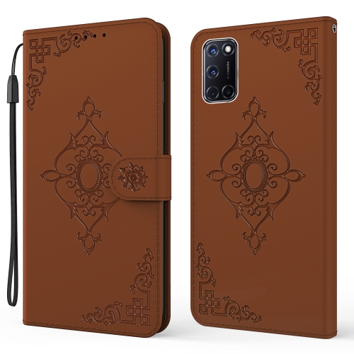 

For OPPO A52 Embossed Fortune Flower Pattern Horizontal Flip Leather Case with Holder & Card Slot & Wallet & Lanyard(Brown)