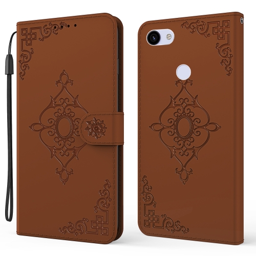 

For Google Pixel 3a Embossed Fortune Flower Pattern Horizontal Flip Leather Case with Holder & Card Slot & Wallet & Lanyard(Brown)