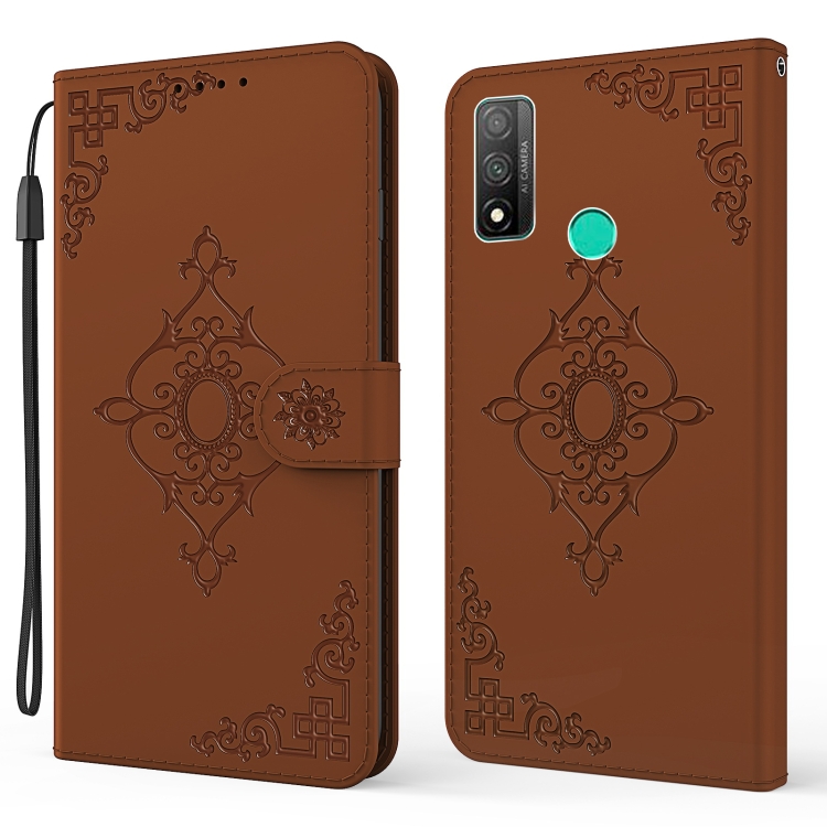 

For Huawei P smart 2020 Embossed Fortune Flower Pattern Horizontal Flip Leather Case with Holder & Card Slot & Wallet & Lanyard(Brown)