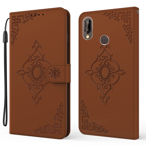 

For Huawei P20 Lite Embossed Fortune Flower Pattern Horizontal Flip Leather Case with Holder & Card Slot & Wallet & Lanyard(Brown)