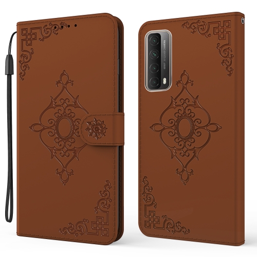 

For Huawei P smart 2021 / Y7a Embossed Fortune Flower Pattern Horizontal Flip Leather Case with Holder & Card Slot & Wallet & Lanyard(Brown)