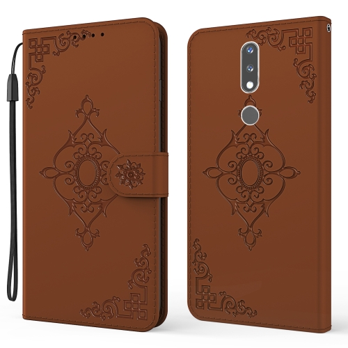 

For Nokia 2.4 Embossed Fortune Flower Pattern Horizontal Flip Leather Case with Holder & Card Slot & Wallet & Lanyard(Brown)