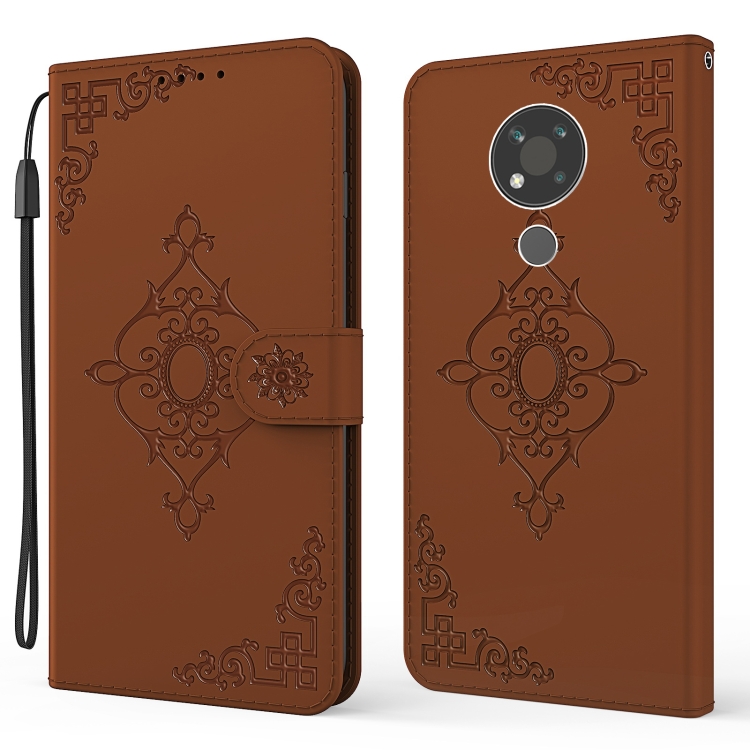 

For Nokia 3.4 Embossed Fortune Flower Pattern Horizontal Flip Leather Case with Holder & Card Slot & Wallet & Lanyard(Brown)