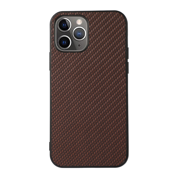 

Carbon Fiber Skin PU + PC + TPU Shockprof Protective Case For iPhone 11 Pro Max(Brown)