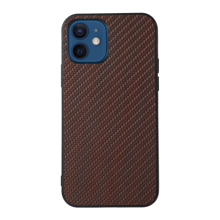 

Carbon Fiber Skin PU + PC + TPU Shockprof Protective Case For iPhone 12 mini(Brown)