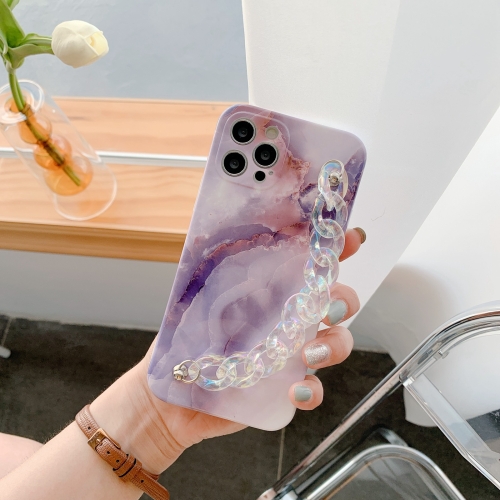 

Agate Marble Pattern Protective Case With Bracelet For iPhone 11 Pro(Purple)