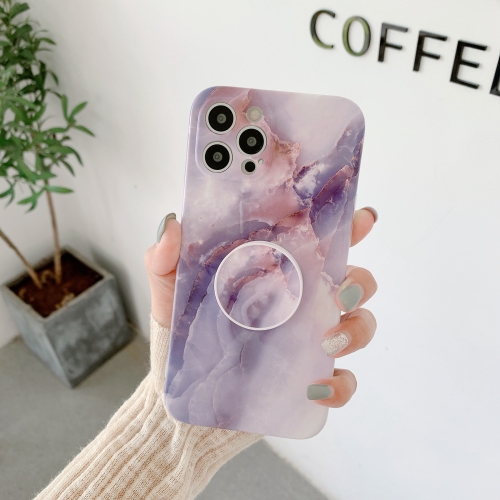 

Agate Marble Pattern Protective Case With Holder For iPhone 12 Pro Max(Purple)