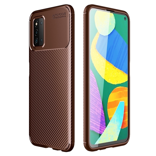 

For Samsung Galaxy F52 5G Carbon Fiber Texture Shockproof TPU Case(Brown)