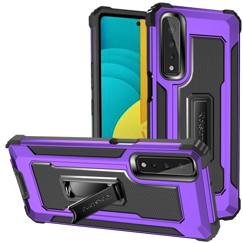 

For LG Stylo 7 5G Knight Jazz PC+TPU Shockproof Protective Case with Foldable Holder(Purple)