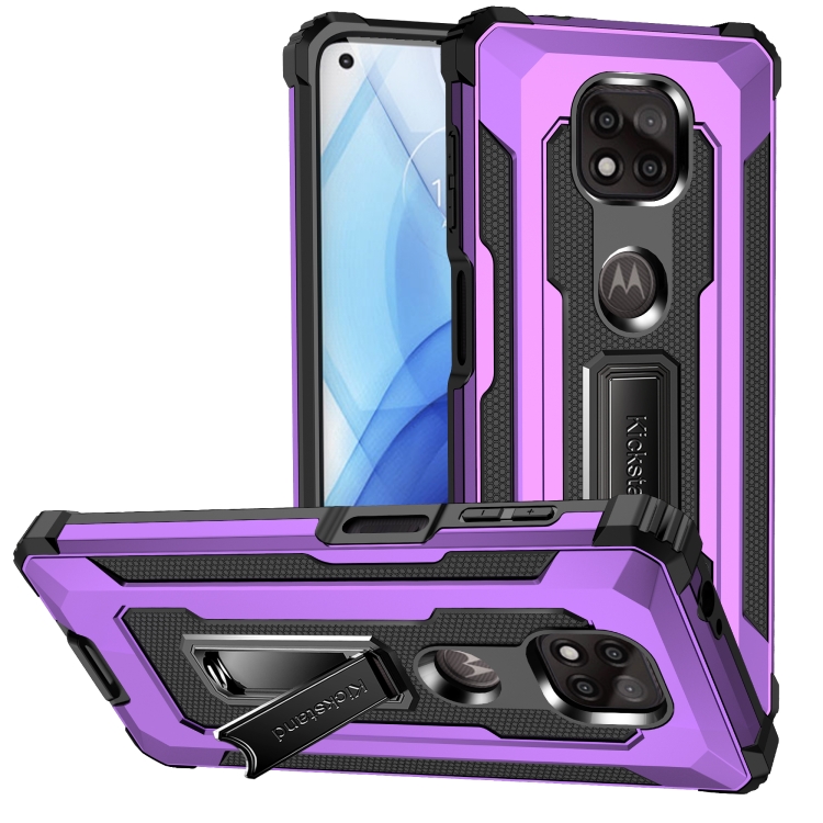 

For Motorola Moto G Power (2021) Knight Jazz PC+TPU Shockproof Protective Case with Foldable Holder(Purple)