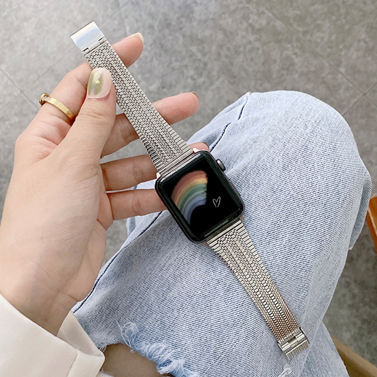 

Three Lines Steel Replacement Strap Watchband For Apple Watch Series 6 & SE & 5 & 4 40mm / 3 & 2 & 1 38mm(Silver)