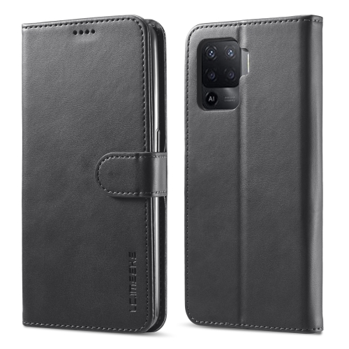 

For OPPO F19 Pro/A94 4G/Reno 5F LC.IMEEKE Calf Texture Horizontal Flip Leather Case, with Holder & Card Slots & Wallet(Black)
