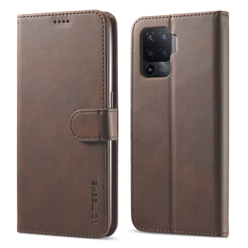 

For OPPO F19 Pro/A94 4G/Reno 5F LC.IMEEKE Calf Texture Horizontal Flip Leather Case, with Holder & Card Slots & Wallet(Brown)