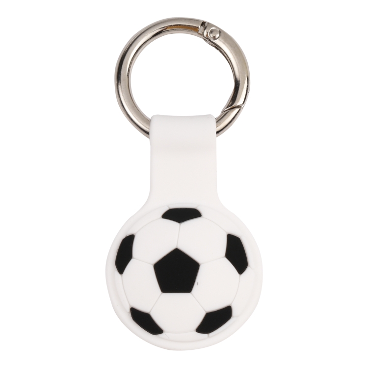 

Cartoon Shockproof Anti-scratch Silicone Case Protective Cover with Keychain Ring Loop For AirTag(White Football)