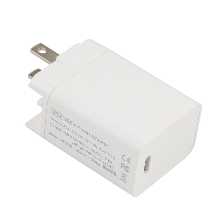 

PD30C 30W USB-C / Type-C Port Fast Charging Travel Charger(US Plug)