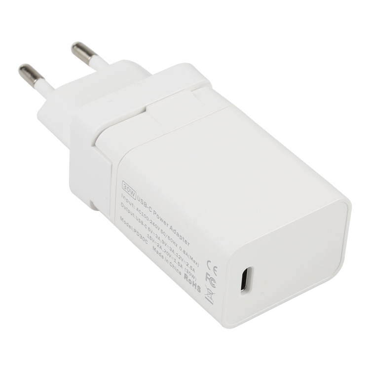 

PD30C 30W USB-C / Type-C Port Fast Charging Travel Charger(EU Plug)