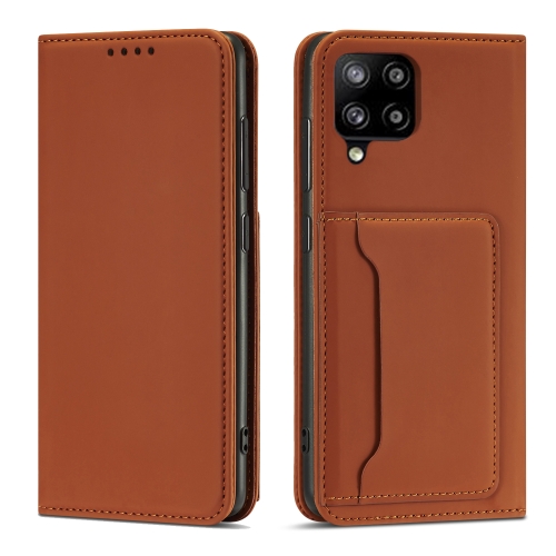 

For Samsung Galaxy A22 4G Strong Magnetism Liquid Feel Horizontal Flip Leather Case with Holder & Card Slots & Wallet(Brown)