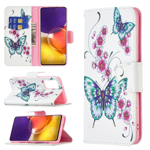 

For Samsung Galaxy A82 5G Colored Drawing Horizontal Flip Leather Case with Holder & Card Slots & Wallet(Peach Blossom and Butterfly)