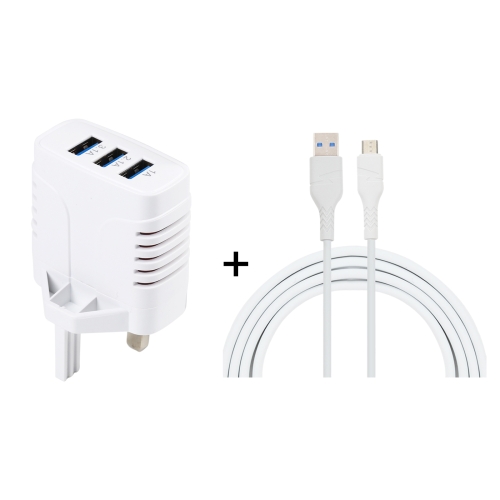 

SOlma 2 in 1 6.2A 3 USB Ports Travel Charger + 1.2m USB to Micro USB Data Cable Set, UK Plug