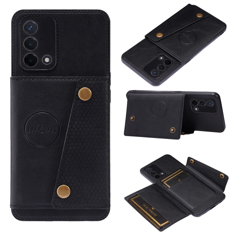 

For OPPO Realme X7 Pro Ultra Double Buckle PU + TPU Shockproof Magnetic Protective Case with Card Slot & Holder(Black)