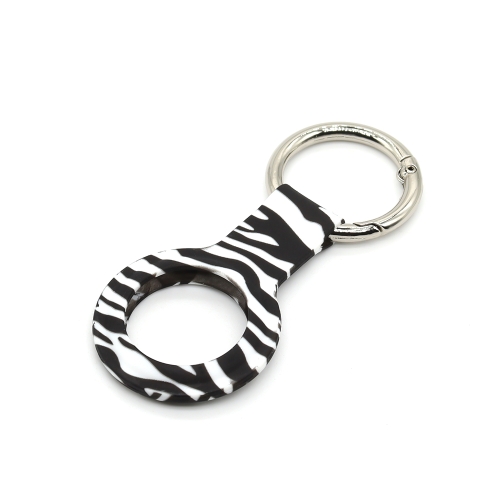 

Wet Sticking Pattern Anti-scratch Silicone Shockproof Protective Cover Case with Keychain Ring Loop For AirTag(Zebra)