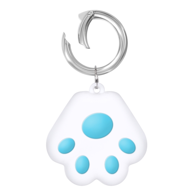 

Cute Cat Paw Silicone Shockproof Protective Cover Soft Case with Keychain Ring Loop For AirTag(Sky Blue)