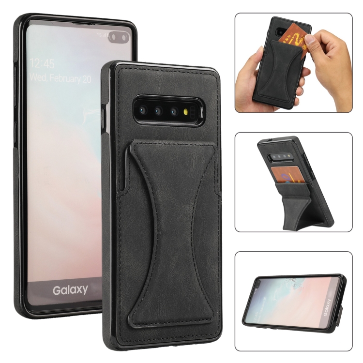 

For Samsung Galaxy S10+ Ultra-thin Shockproof Protective Case with Holder(Black)