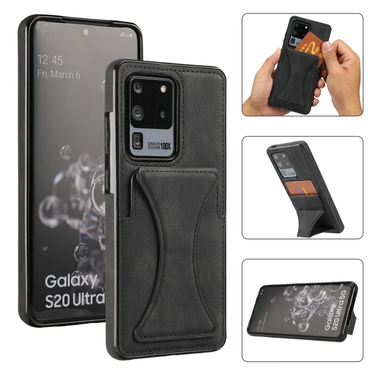 

For Samsung Galaxy S20 Ultra Ultra-thin Shockproof Protective Case with Holder(Black)