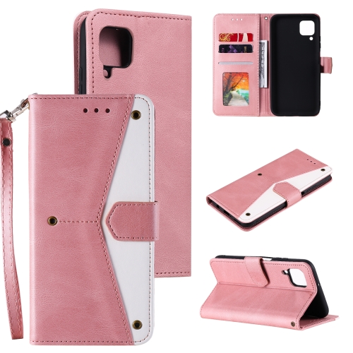 

For Samsung Galaxy A12 Stitching Calf Texture Horizontal Flip Leather Case with Holder & Card Slots & Wallet(Rose Gold)