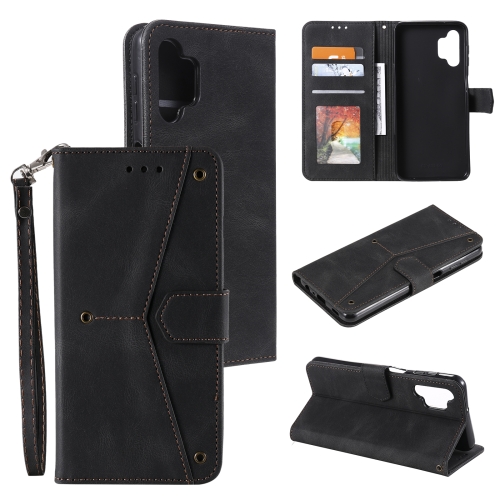 

For Samsung Galaxy A32 4G Stitching Calf Texture Horizontal Flip Leather Case with Holder & Card Slots & Wallet(Black)