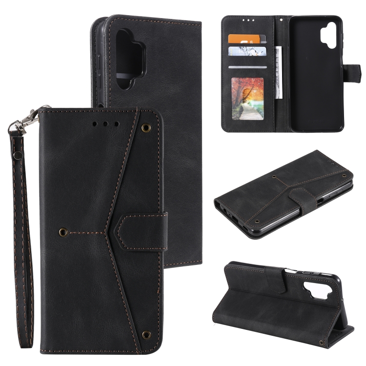 

For Samsung Galaxy A32 5G Stitching Calf Texture Horizontal Flip Leather Case with Holder & Card Slots & Wallet(Black)