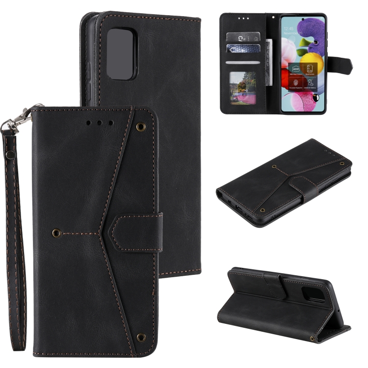 

For Samsung Galaxy A52 Stitching Calf Texture Horizontal Flip Leather Case with Holder & Card Slots & Wallet(Black)