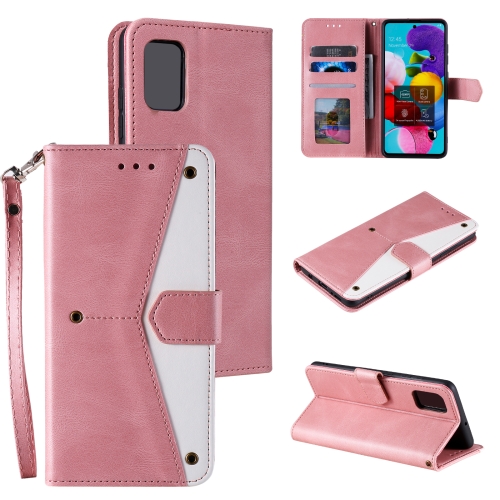 

For Samsung Galaxy A52 Stitching Calf Texture Horizontal Flip Leather Case with Holder & Card Slots & Wallet(Rose Gold)