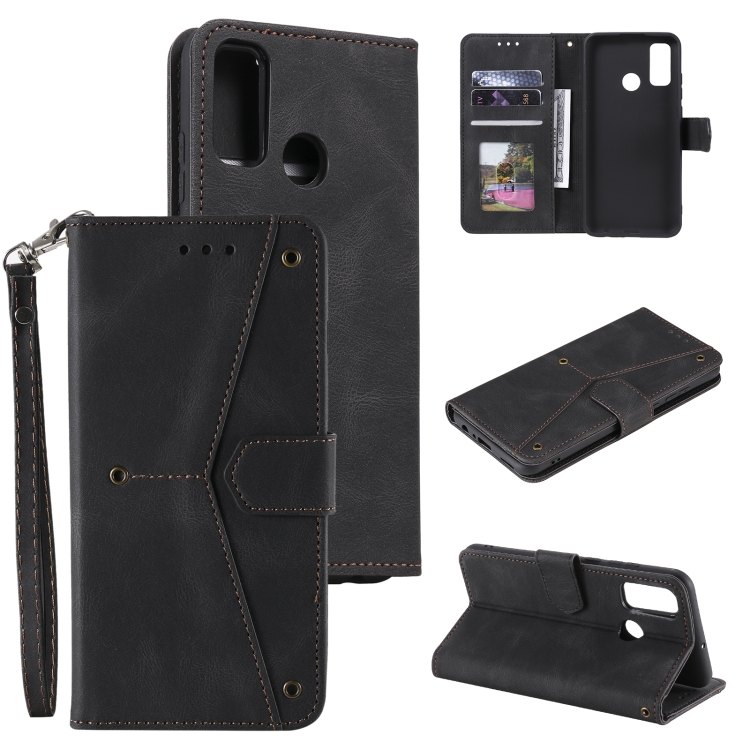 

For Xiaomi Redmi 9C Stitching Calf Texture Horizontal Flip Leather Case with Holder & Card Slots & Wallet(Black)