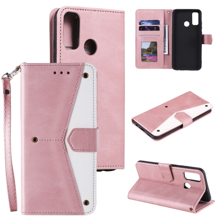 

For Xiaomi Redmi 9C Stitching Calf Texture Horizontal Flip Leather Case with Holder & Card Slots & Wallet(Rose Gold)